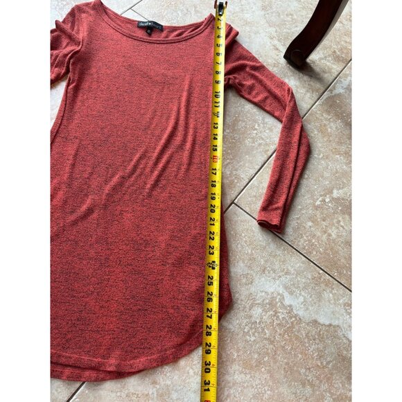 Derek Heart Rusty Orange Light Weight Long Sleeve Tunic Mini Dress - Size Medium - Picture 2 of 4